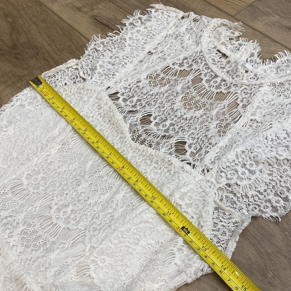 Free People | Day Dreamer | White Lace Mini Dress Bridal Shower Bachelorette - Picture 14 of 16